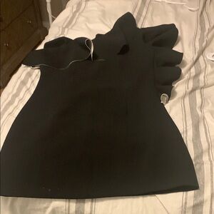 One shoulder Elegant Black Ruffle Dress